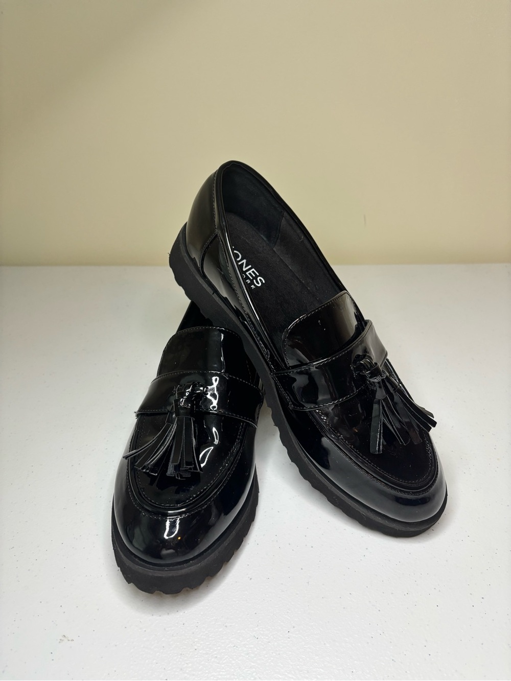 Jones New York Black Patent Tassel Loafers